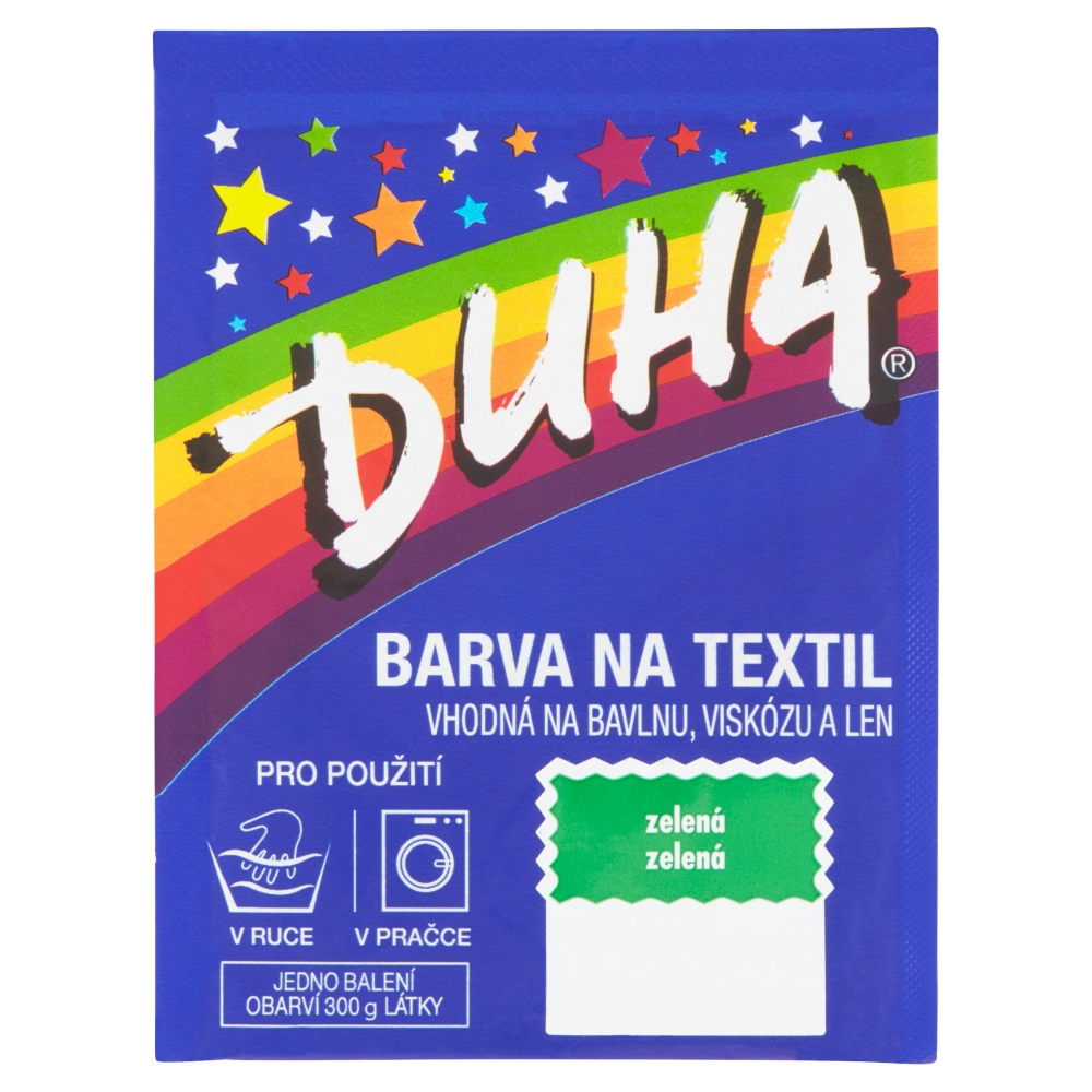 Duha barva na textil zelená