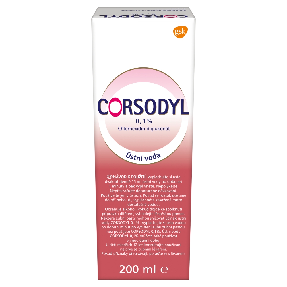 Corsodyl Ústní voda 0.1% 200 ml