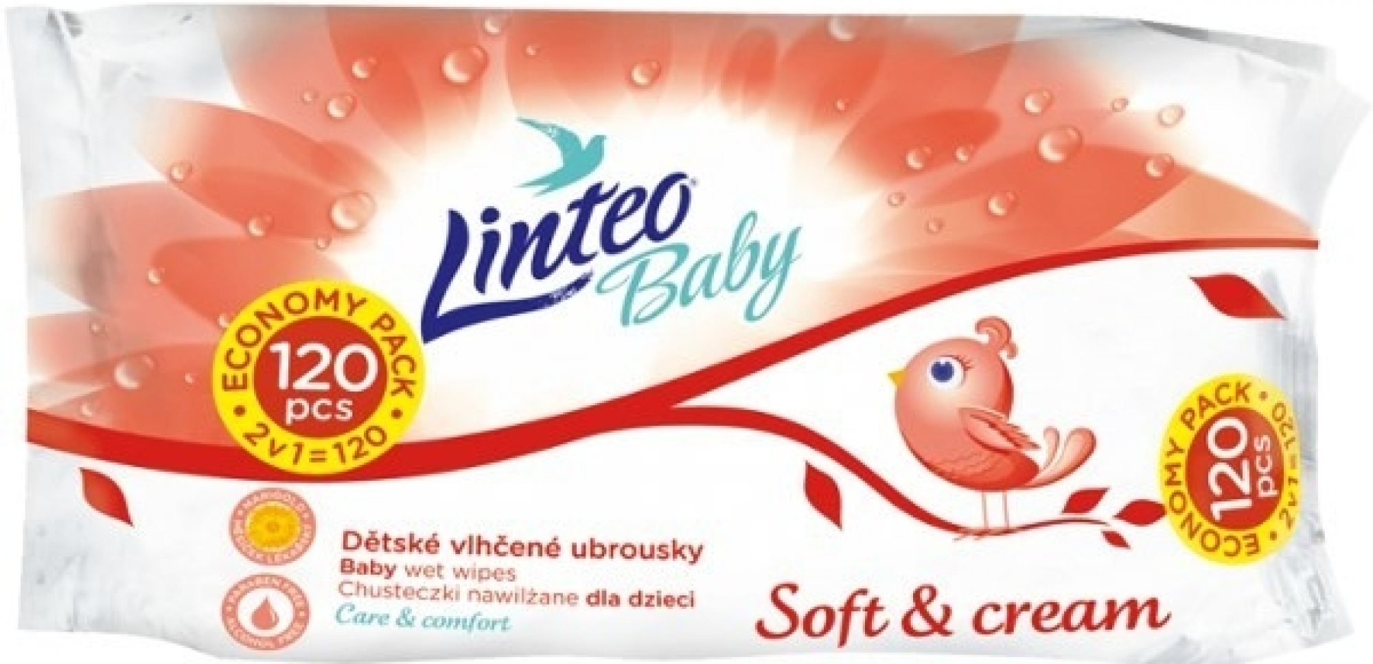 Linteo Baby Soft and Cream vlhčené ubrousky 120 ks