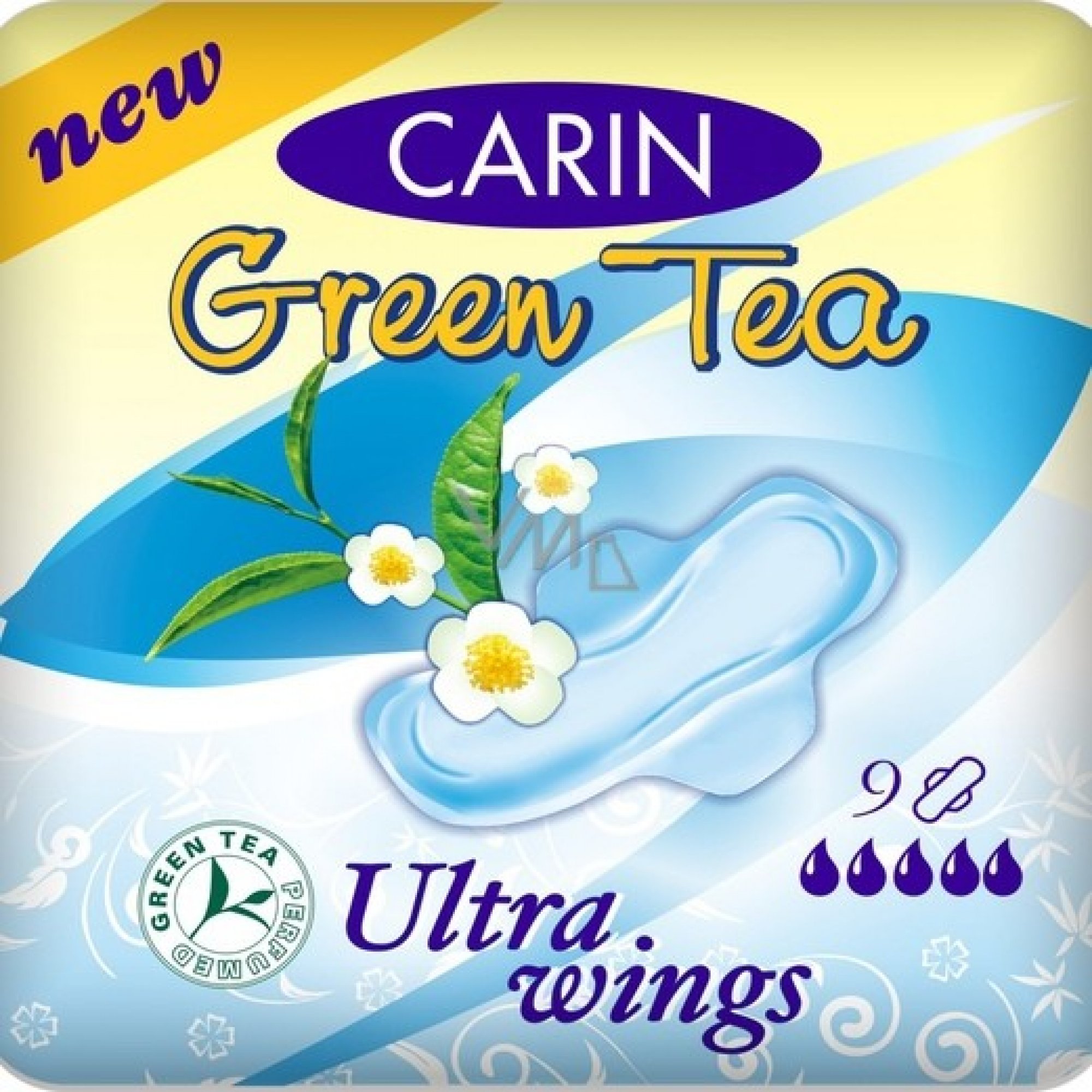 Levně Carin Ultra Wings Green Tea hygienické vložky 9 ks