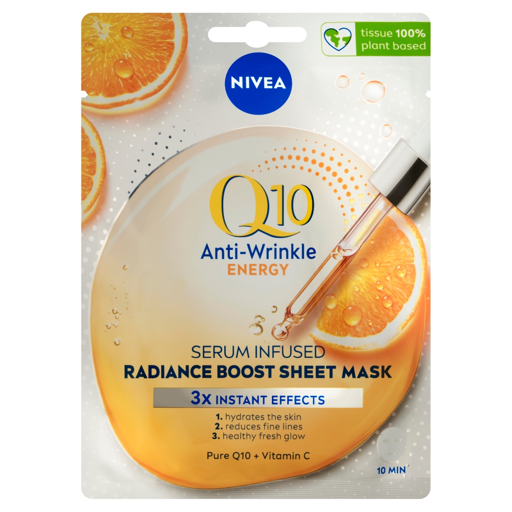 Levně Nivea Q10 Plus C Anti-Wrinkle Energy 10 minutová textilní pleťová maska 1 ks