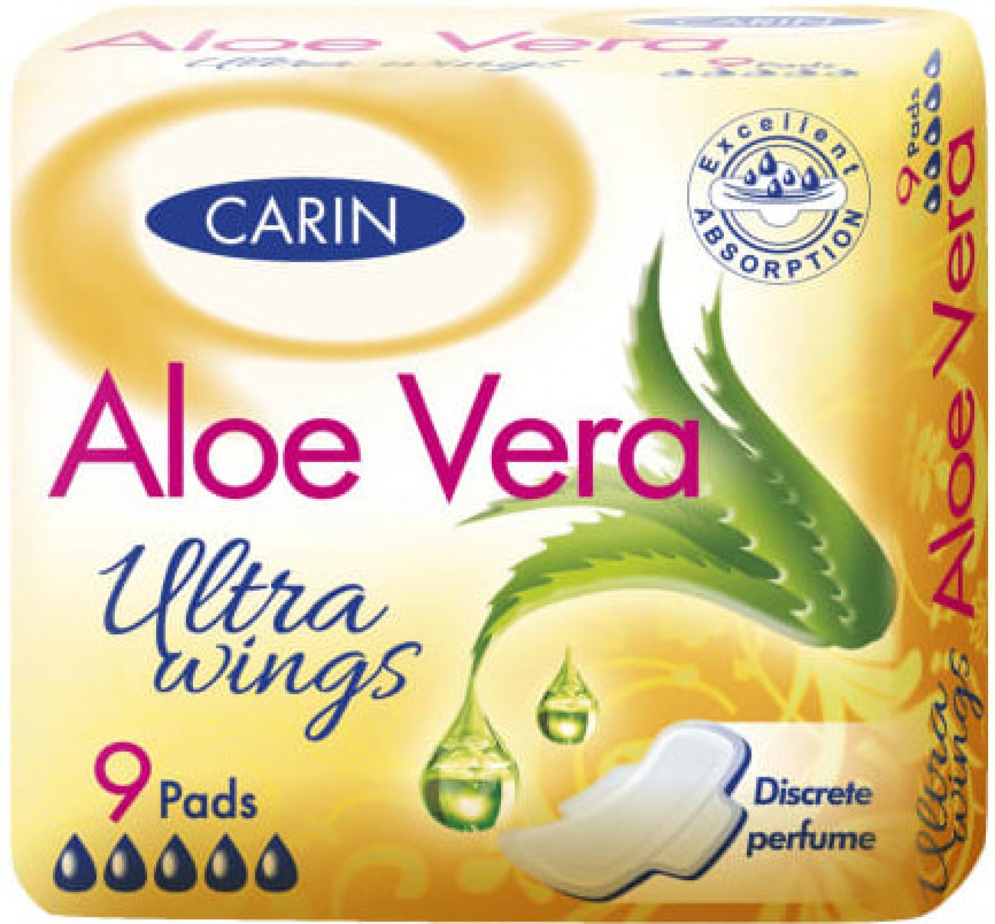 Levně Carin vložky ultra wings aloe vera 9 ks
