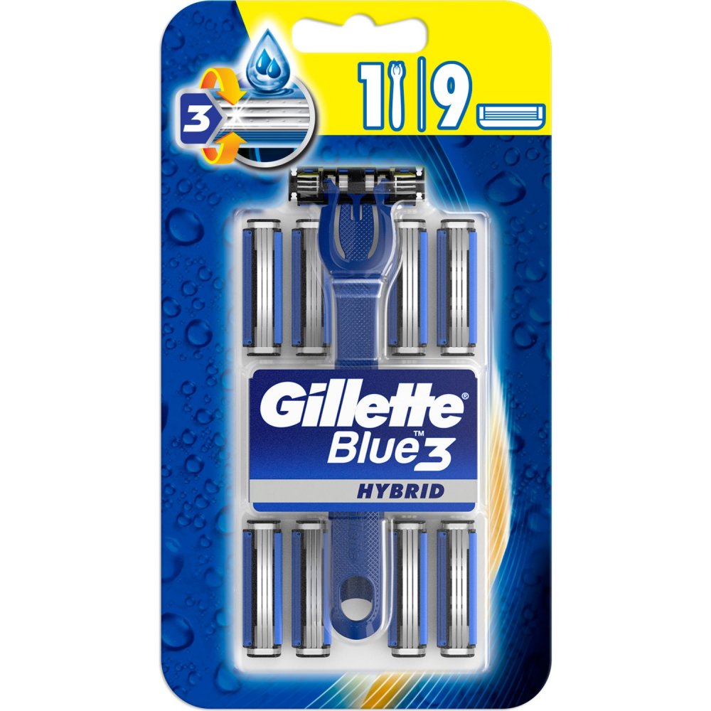 Gillette Blue3 Strojek  9 ks hlavic
