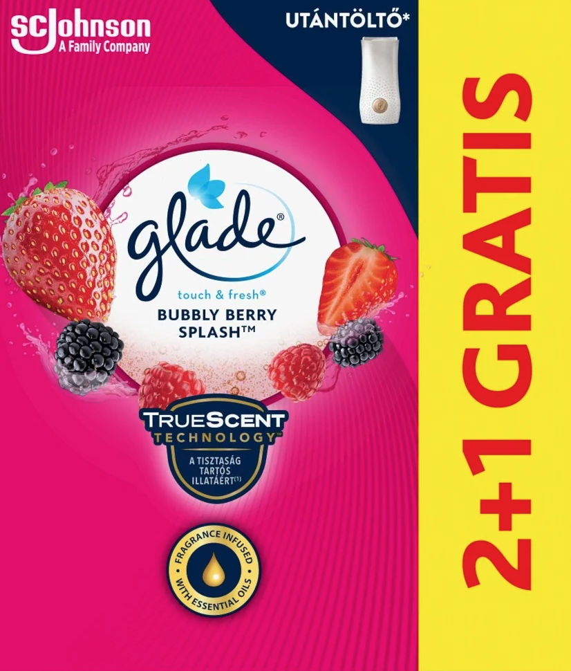 S.C.Johnson Glade Touch Bubbly Berry Splash aerosolový osvěžovač vzduchu náplň 3 x 10ml