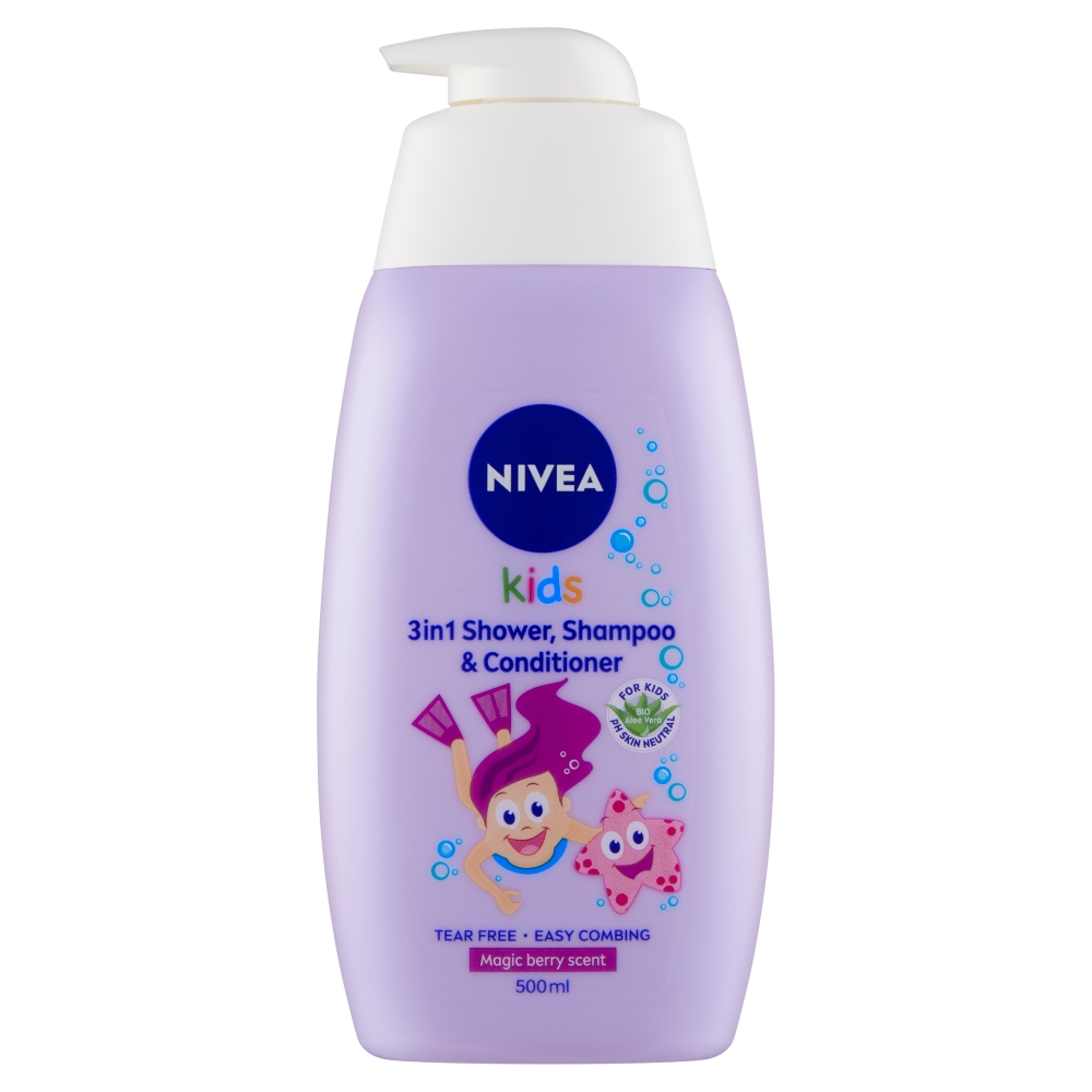 Levně Nivea Kids Dětský sprchový gel a šampon 2 v 1 s vůní lesního ovoce 2 in 1 Shower Shampoo 500 ml