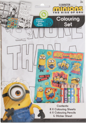 MIMONI Sada omalovánek s pastelkami a samolepkami Colouring set - Mimoni Omalovánky