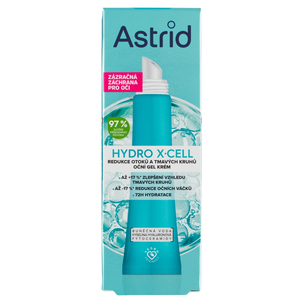 Astrid Hydro X-Cell oční gel krém proti otokům a tmavým kruhům pod očima 15 ml