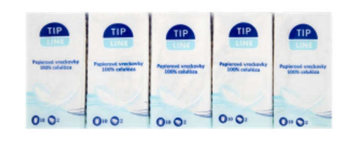 Tip line papírové kapesníky 2-vrstvé 10 x 10 ks.