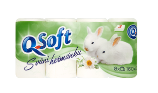 Q Soft toaletní papír( 8ks/fol) 3vrstvý heřmánek
