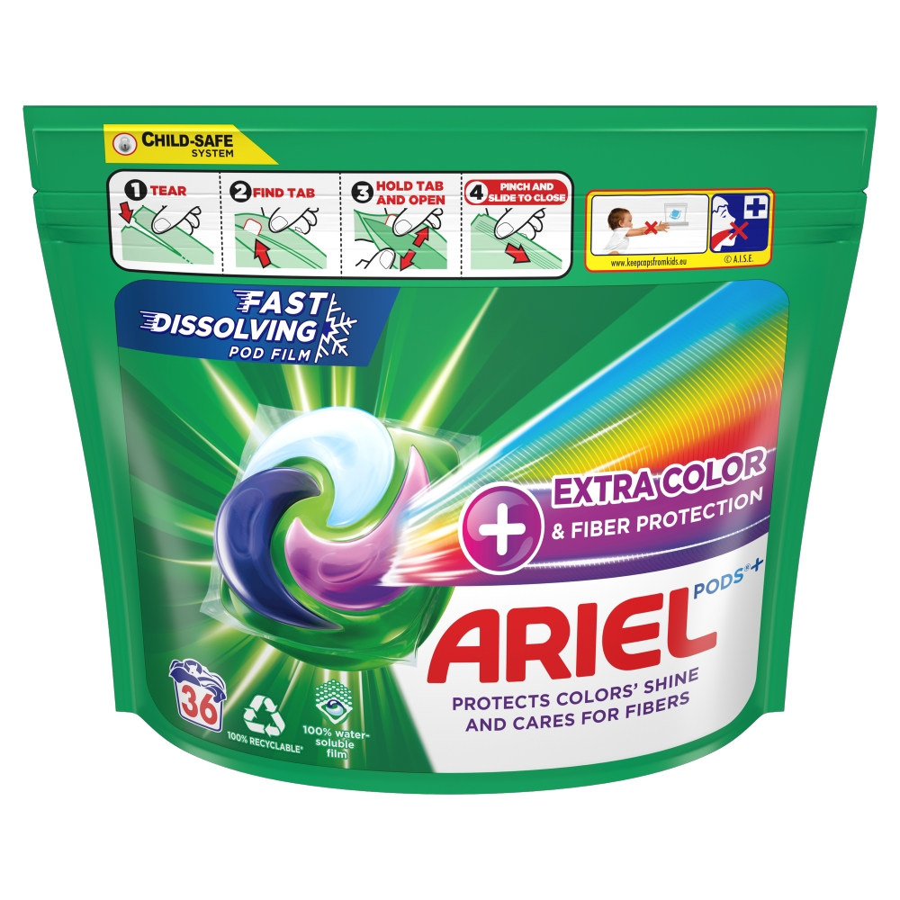 Ariel Plus gelové kapsle Fiber Protection 36ks/sáček