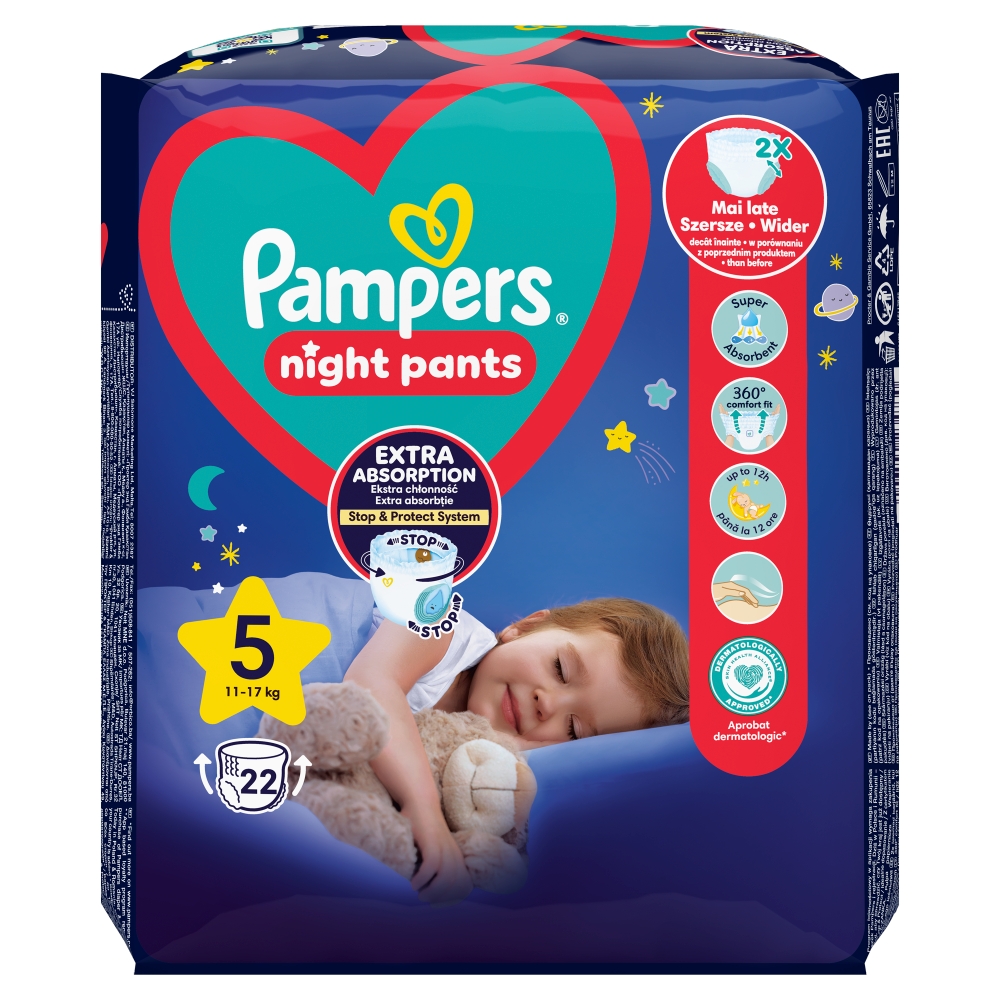 Levně Pampers kalhotkové plenky noční vel.5 22ks