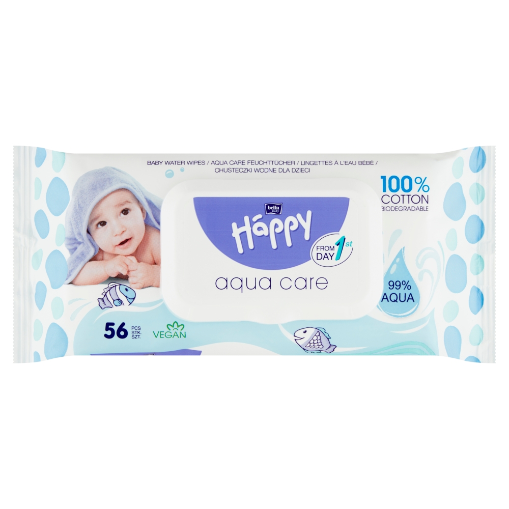 Levně HAPPY Baby čistící ubrousky a´56 Aqua care