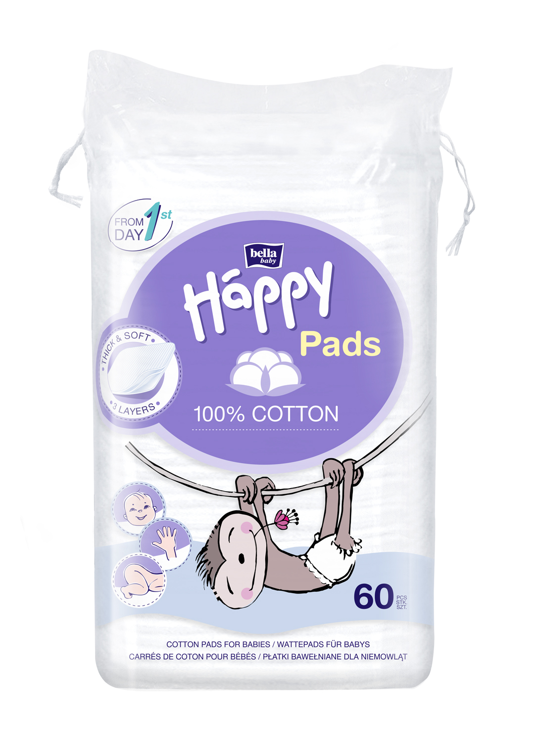Happy bavlněné tampóny 60