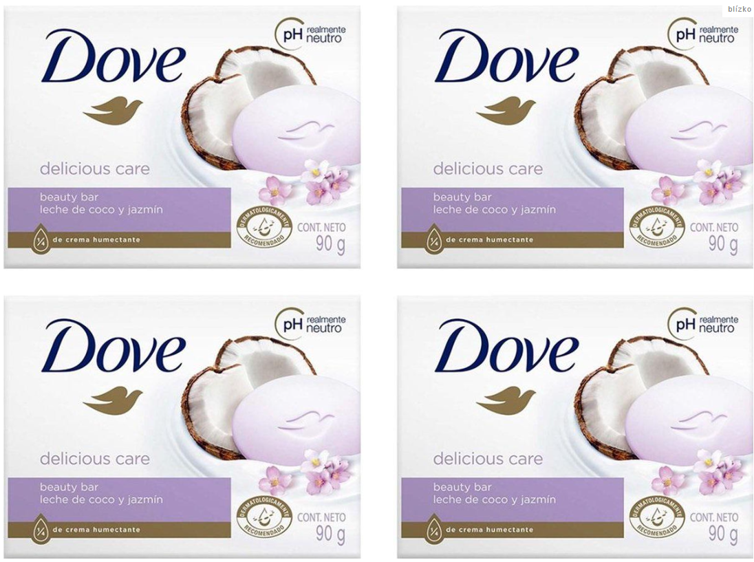 Mýdlo DOVE - Kokos & Jasmín - 4 x 90 gramů