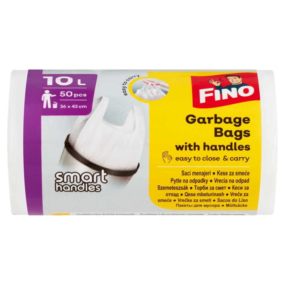 Pytle na odpadky FINO - s uchy, bílé, 10 l, 6 mic, 50ks
