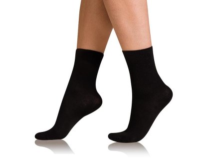 Bellinda COTTON COMFORT SOCKS - Damen Baumwollsocken mit bequemem Saum - Schwarz 35 - 38