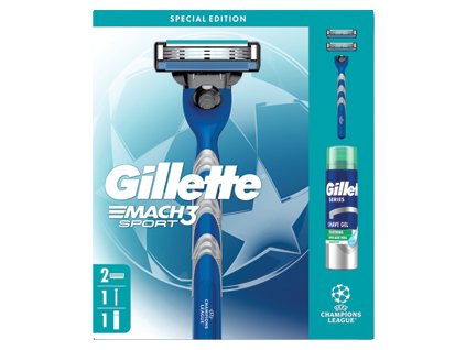 Gillette Mach3 Sport Geschenkset für Männer (Gillette Mach3 Sport Rasierer + 2 Ersatzköpfe + Rasiergel 200 ml)