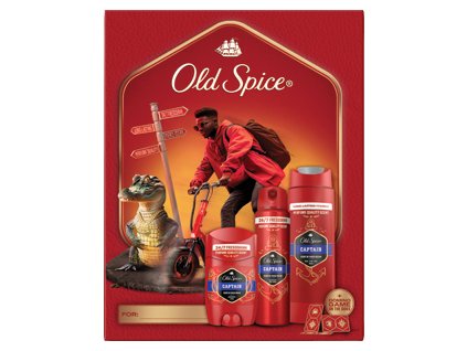 Old Spice Geschenkset für Männer Captain (Duschgel 250ml+Deostick 50ml+Deospray 150ml) Domino