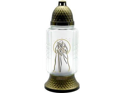 Madonna-Grabmal aus Glas, 27 cm, Pfand 80 g, 24 Stunden haltbar. Heilige Familie