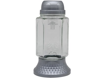 Madonna-Grabglas mit LED-Beleuchtung, 21 cm, Kreuz, silberfarben