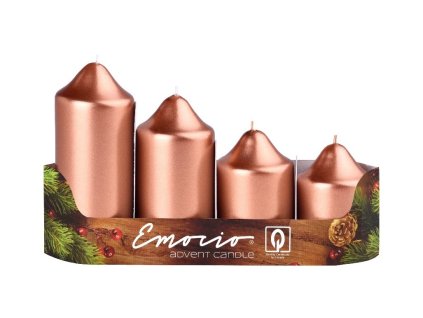 Emocio Adventskerzen, 4 Stück, Durchmesser 50 mm, Metall, Kupfer