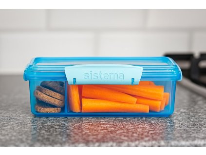 Sistema Lunch Snack Attack Duo Snackbox mit 2 separaten Fächern, 975 ml, Blau