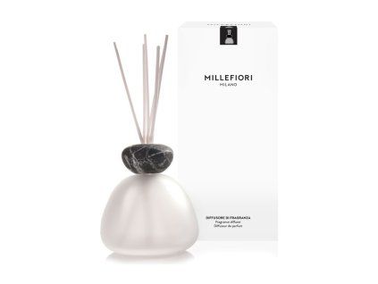 Millefiori Aria Diffusor, Marmorplatte, mattiertes Glas, schwarz