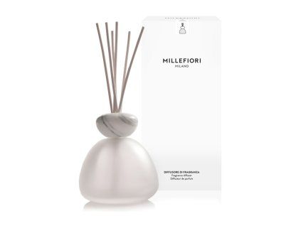 Millefiori Aria Diffusor, Marmorplatte, mattiertes Glas, weiß