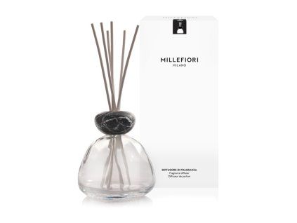 Millefiori Aria Diffusor mit Marmorplatte, Klarglas, schwarz