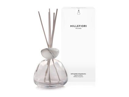 Millefiori Aria Diffusor mit Marmorplatte, klarem Glas, weiß