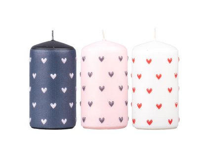 Kleine zylinderförmige Herzen, Kerzenform, in verschiedenen Farben, 60 x 110 mm