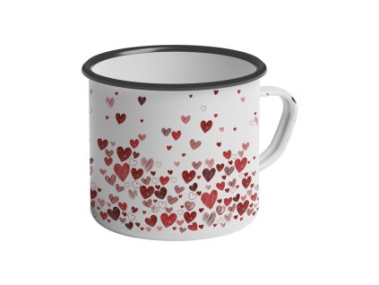 Blechbecher 350 ml - bunte Herzen