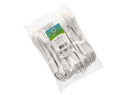 Bio-Polypropylen-Gabel, 18,5 cm, weiß, 50 Stück