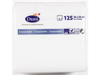 Duni Servietten, 33 cm, 2-lagig, weiß, 125 Stück