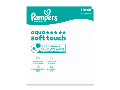 Pampers Feuchttücher (18 x 48 Stück) AqSoft Touch