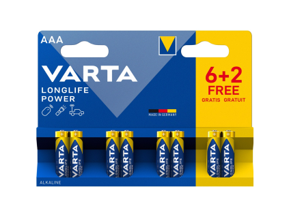 VARTA Langlebige AAA-Batterien, 6 + 2 Stück