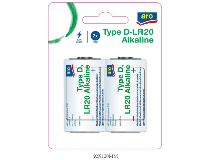 aro Alkaline-Batterien LR20 Typ D, 2 Stück
