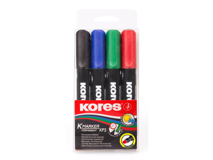 Kores Plus KM Permanentmarker-Mix, 4 Stück