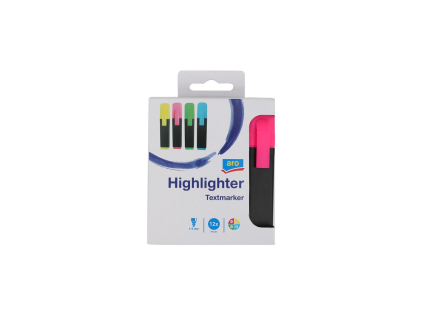 aro Textmarker, 4 Farben, 1–6 mm, 12er-Set
