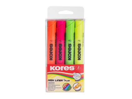 Kores Plus KM Textmarker-Mix, 4 Stück