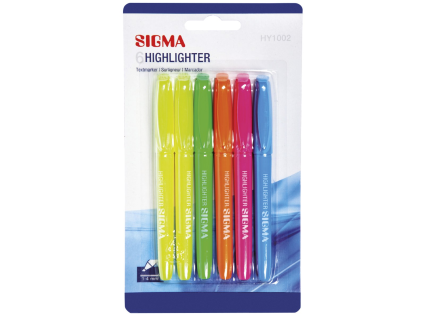 SIGMA Textmarker dünn gemischt 6 Stück