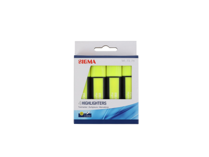 SIGMA Gelber Textmarker, 4 Stück.
