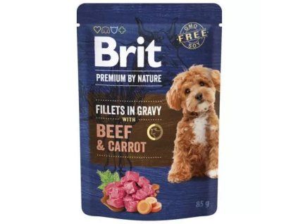 Brit Premium Packungen mit Filets in Soße mit Rindfleisch und Karotten, 85 g
