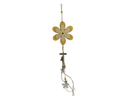 Kleiderbügel aus Holz, Blume, gelb, weiß, 160 mm