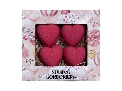Geschenkset mit funkelnder Pralinenbox (4 x 30 g) – Herz