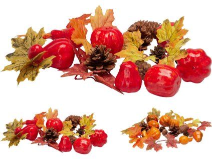 Herbstdeko-Mix 50 mm, Blätter, Kürbisse, Tannenzapfen