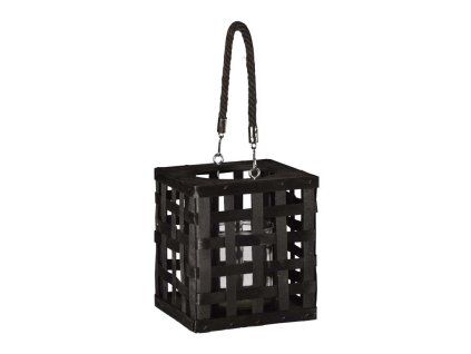 Korblampe mit Griff – schwarz, 15,5 × 18 cm