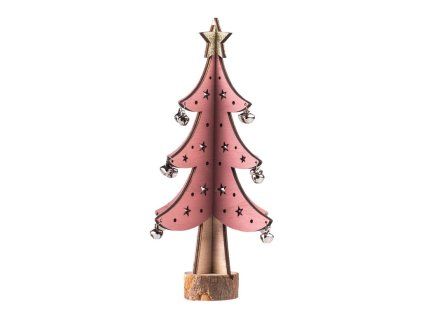 Dekorativer Holzbaum mit Glöckchen, 135 x 240 mm, rosa