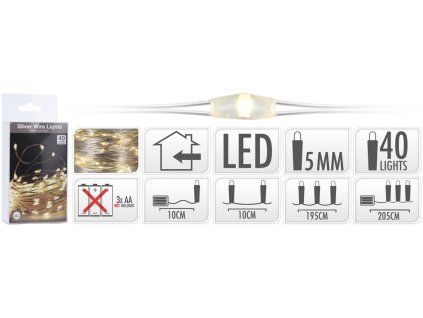 Dekorative LED-Lichterkette mit 40 Dioden – warmweißes Licht