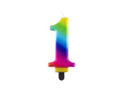 Kerze – Regenbogenkerze „1“, 8 cm, 1 Stück